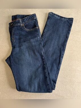L.L. Bean Girls Indigo Straight-Leg Flannel-Lined Jeans, Sz 16 Pink, Denim, Warm